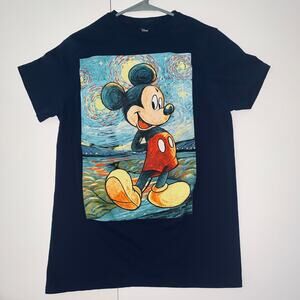 Disney Mickey‎ Mouse  Van Gogh Starry Night Navy Blue T-Shirt